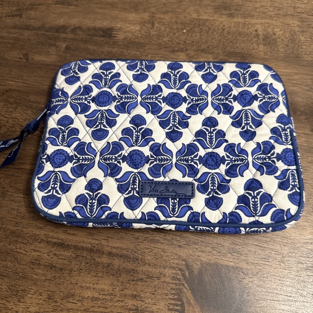 Vera Bradley Cobalt Tile Tablet Case Quilted Tech Sleeve Pouch